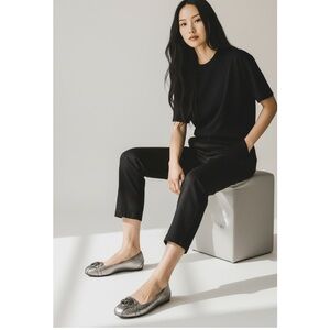 Michael Kors Metallic Logo Ballet Flats Silver Gray Size 7